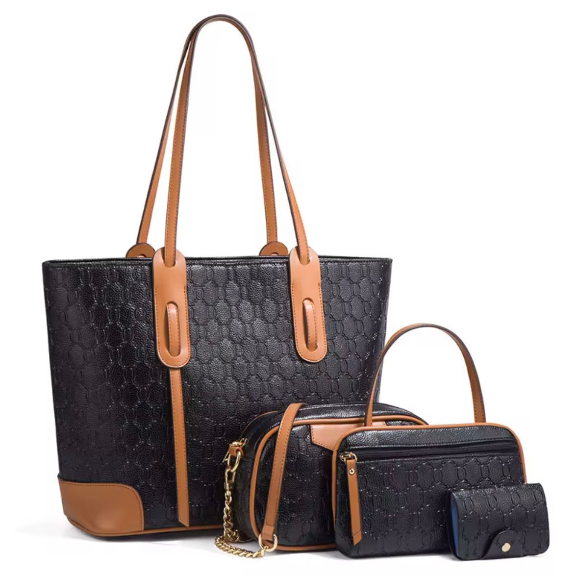 Elegant 4-Piece Tote Set | Black
